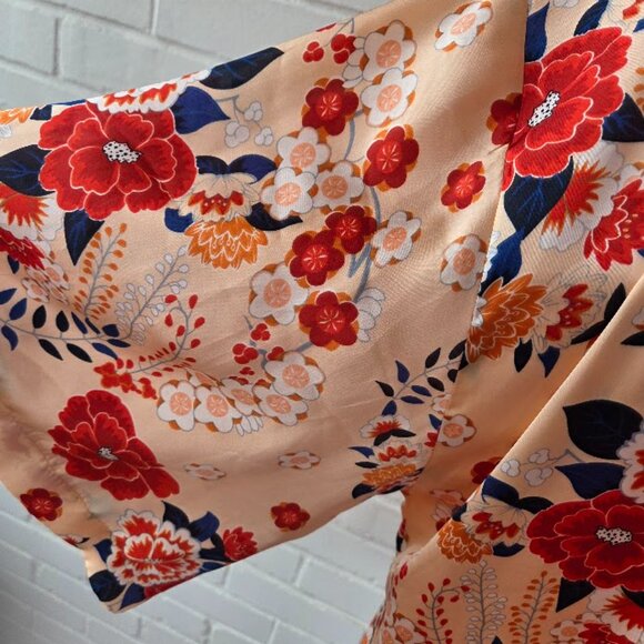 Violet & Claire Floral Kimono Style Jacket/Shirt- Large- Floral Dressing Coat - Picture 11 of 13